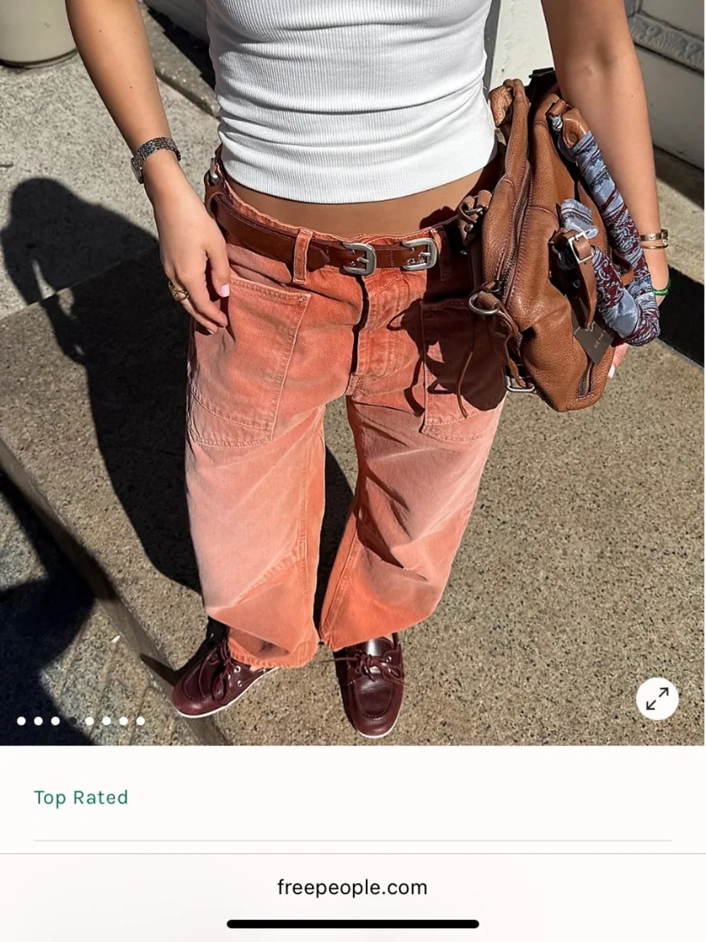 Free People High Rise Wide Leg Jeans – Rust Orange